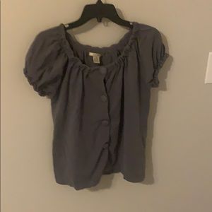 Grey button downed ruffled shirt